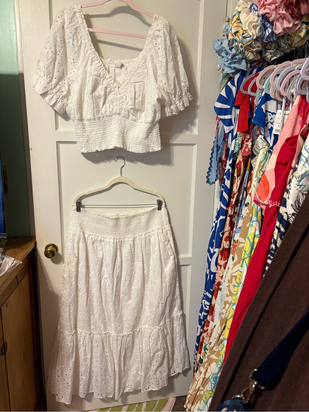 Jennifer & Grace eyelet top & skirt set